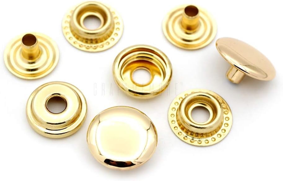 50 Sets Gold Plating Snap Fasteners Ring-Socket Press Studs for Jacket ...