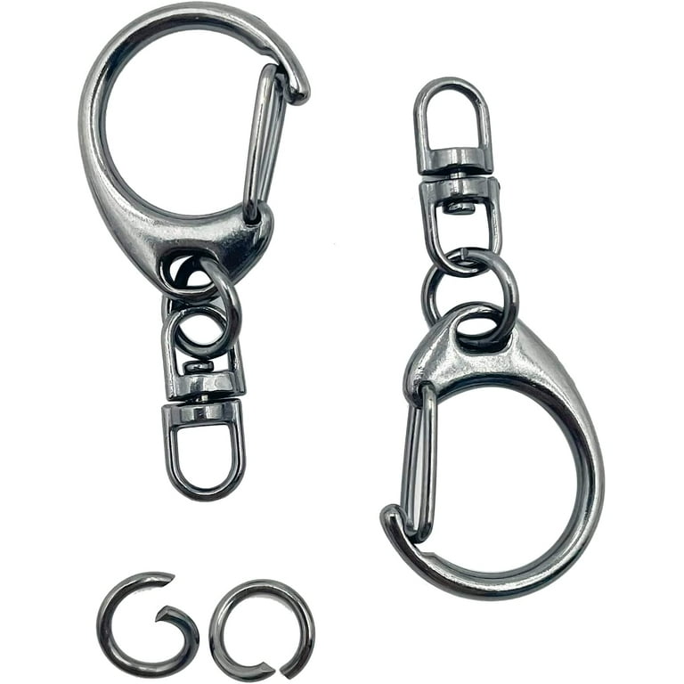 50 Sets Keychain Ring Set,Lobster Clasp Clip with D snap Hook and Open Jump  Rings,Flat Split Key Ring Gunblack A1076 