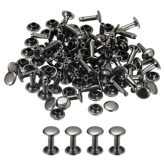50 Sets Leather Rivets 8mm Double Cap Rivets 12mm Height Studs Gun-black