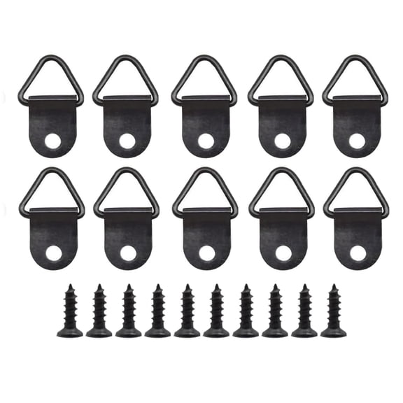 50 Sets Metal Picture Hangers with Screws, Small Triangle Ring Picture Hooks Kit for Hanging Plated Photo Frame Wire Wall Decor Art (Gold)