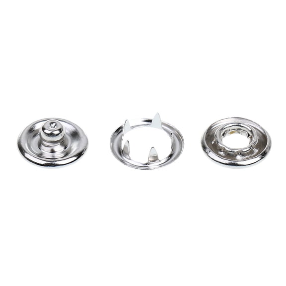50 Sets Metal Press Snaps Fasteners Button Open Ring Rivet for Leather Clothes Bibs Clips Craft Silver 11mm