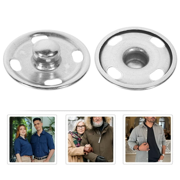 IFANLANDOR Sew On Snaps Buttons Brass Silver For Woolen Overcoat Diy Craft 50 Sets 0.6Inch
