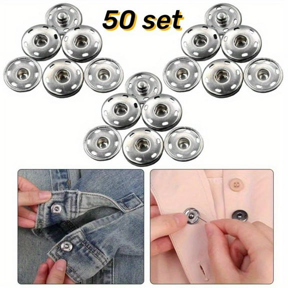 50 Sets Of Metal Snap Fasteners,1.9cm/0.74in Durable Snap Buttons, Suitable For Sewing, Clothing Accessories, Diy Easy Installation, Embedded Buckles, Wide Applications Household Sewing Accessory