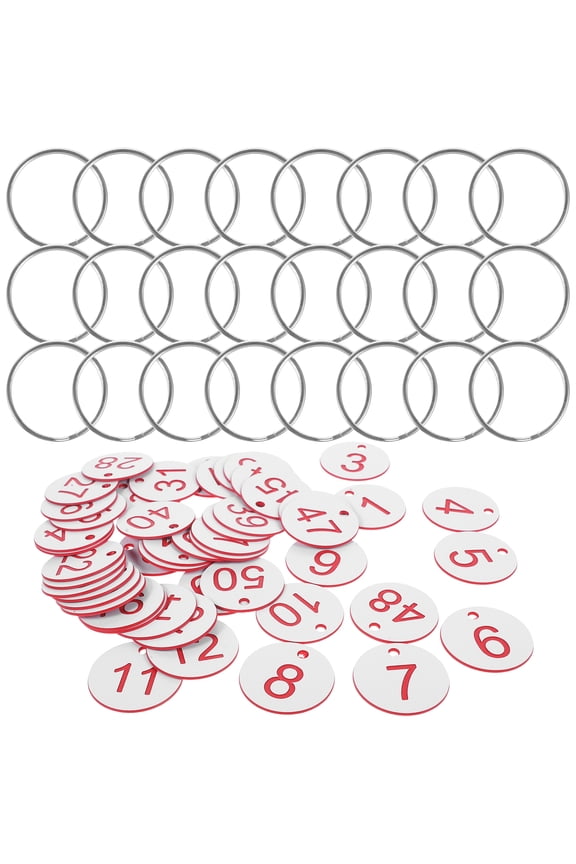 50 Sets Number Plate Key Numbers Tags with Labels Heavy Duty White