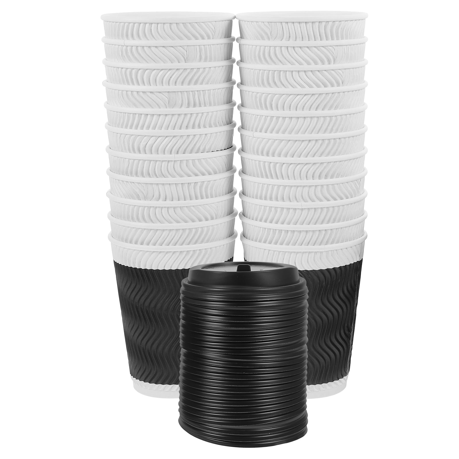 50 Sets Paper Cup Milk Tea Cups Coffee with Lids Hot Beverages ...