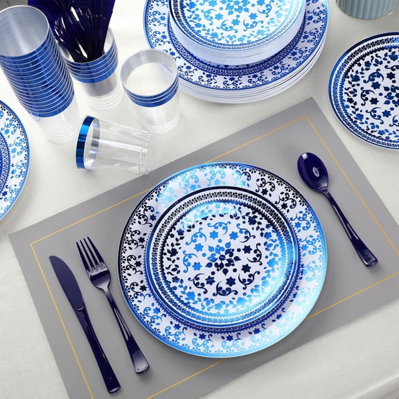 50 Sets Plastic Disposable Dinnerware Set