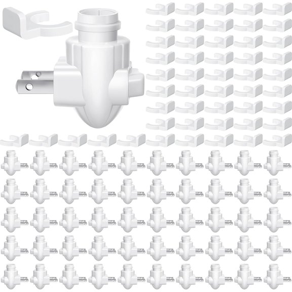 50 Sets Plug in Night Light Module Night Light Base with Shade Mounting Clip Plastic Lights Rotating Base for Making Your Own Decorative (White)