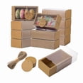 thumbnail image 1 of 50 Sets Rectangular Kraft Paper Drawer Gift Boxes with Window 6.3x3.5 Inch Food Packaging Boxes with Blank Labels Twine for Candy Soap Jewelry Wedding Party Favors, 1 of 6