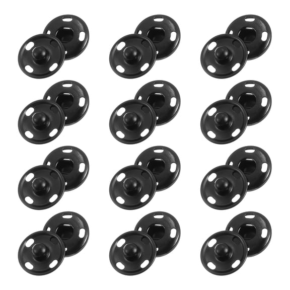 50 Sets Sewing Snap Buttons, Press Buttons Snap Fasteners 12.5mm, Black