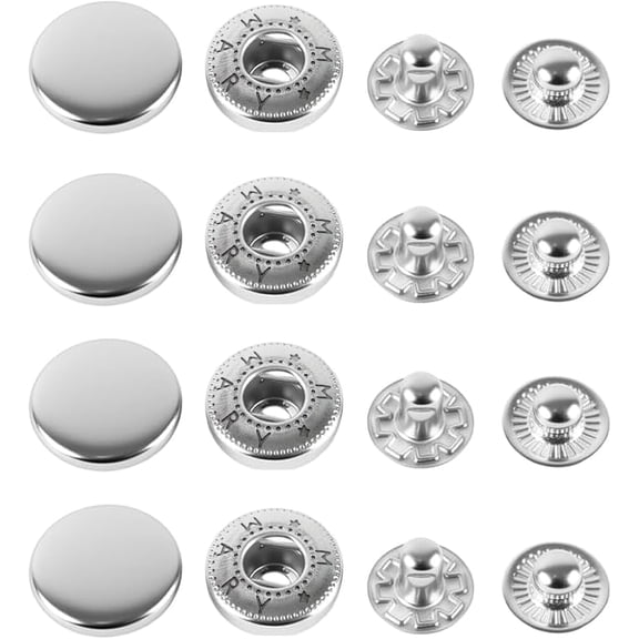 50 Sets Silver Snap Buttons S-Spring Socket Popper Fasteners for Jacket Bag Closures #633 VT5 (12mm (0.47"))