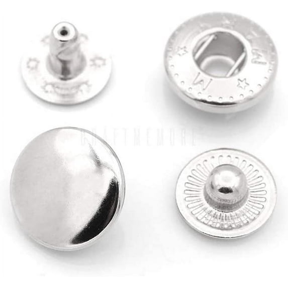 CRAFTME STUDIO 10 mm Silver Snap Buttons S-Spring Socket Popper Fasteners for Jacket, Bag and Canvas Closures, 50 Sets VT2