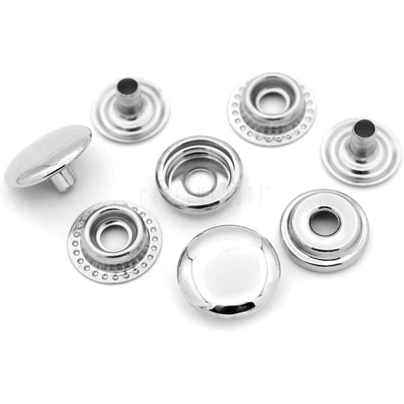 CRAFTME STUDIO 15 mm Silver Snap Fasteners Ring and Socket Press Studs for Jacket, Bag and Canvas Closures, 50 Sets