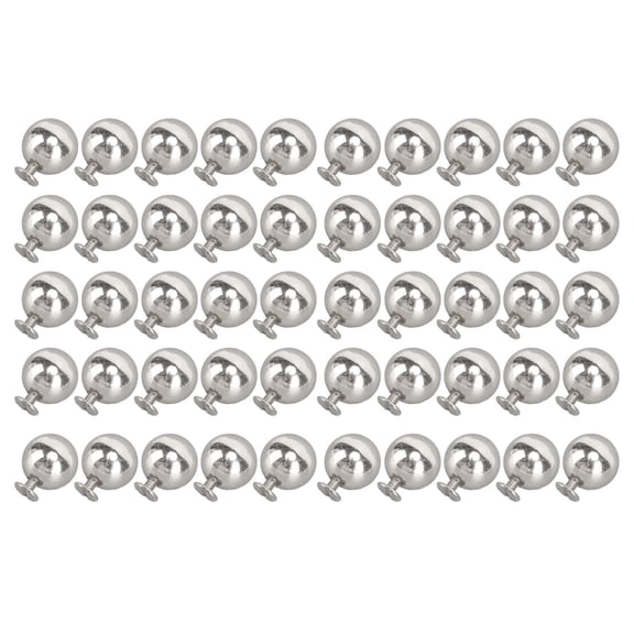 50 Sets Solid Iron Sphere Rivet Kit 10mm (0.39 in) Diameter Round Dome Studs with 6mm (0.24 in) Screws for Leather Crafts, Clothing, Shoes, Bags, and DIY Accessories, Premium Silver Finish