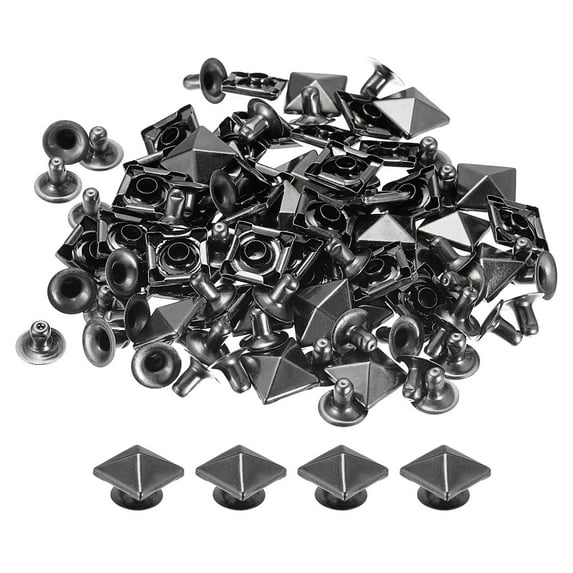 50 Sets Spike Rivet 10mm Pyramid Rapid Rivet Studs Square Spikes Gun-black