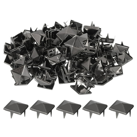 50 Sets Spike Rivet 12x7.5mm Pyramid Rapid Rivet Studs Square Spikes, Gun-black
