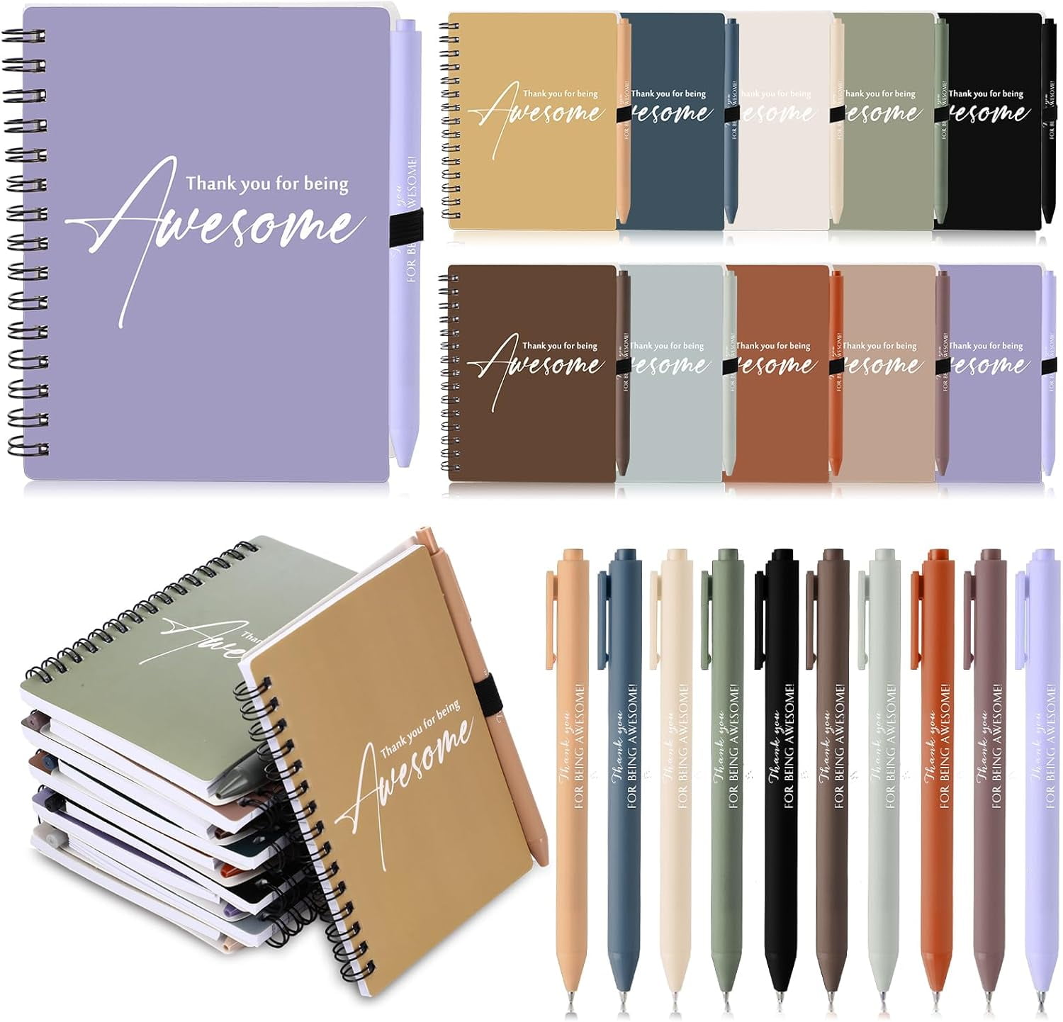 50 Sets Spiral Notebook Sets Bulk Thank You Gift for Staff Appreciation ...