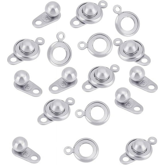 50 Sets Stainless Steel Snap Clasps Snap Button Clasps Ball and Socket Snap Clasps Press Jewelry Clasps Connector