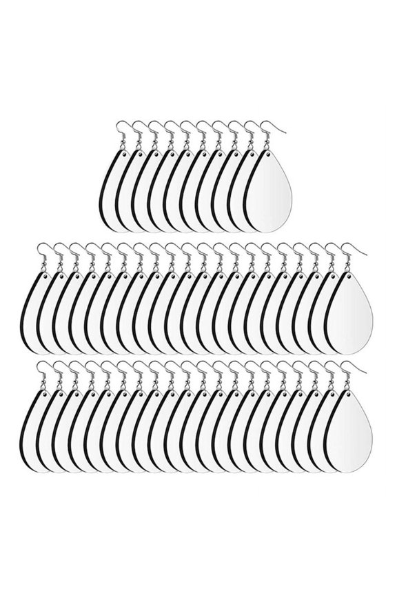 50 Sets Sublimation Blank Earrings Wooden Earring Hooks Jump Rings Teardrop Shape for Women Girl DIY Jewelry Keychain