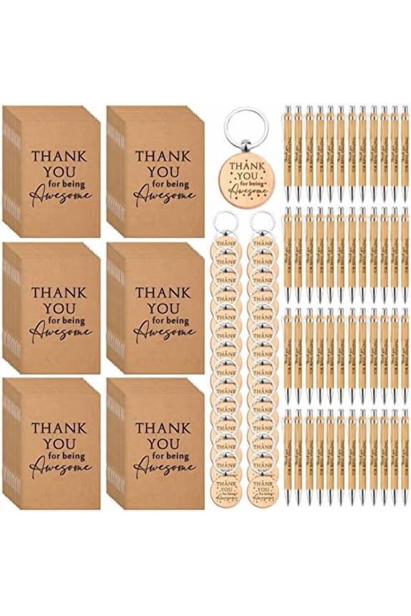 50 Sets Valentines Employee Appreciation Gifts Bulk Motivational Notebooks Inspirational Bamboo Pens Keychains Valentines Thank You Gifts for New Year Coworker Staff Team Office Nurse Teacher$$Office