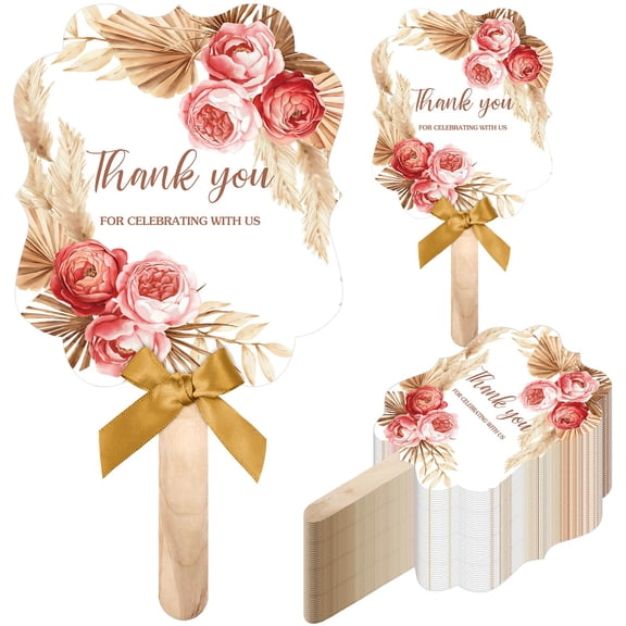 50 Sets Wedding Fans for Guests Bulk Thank You for Celebrating with Us Fans Hand Fans Handheld Folded Fan Baby Shower Favors
