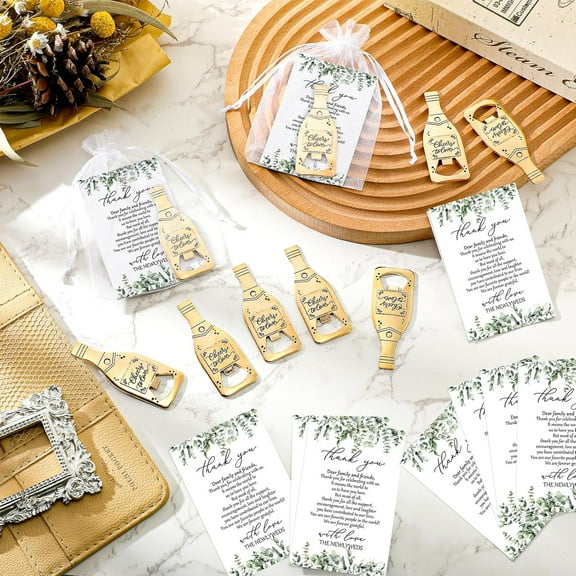 50 Sets Wedding Favors for Guests - Bulk Wedding Souvenirs with Cheers to Love Bottle Openers, Thank You Cards & Organza Bags for Bridal Shower & Special Occasions