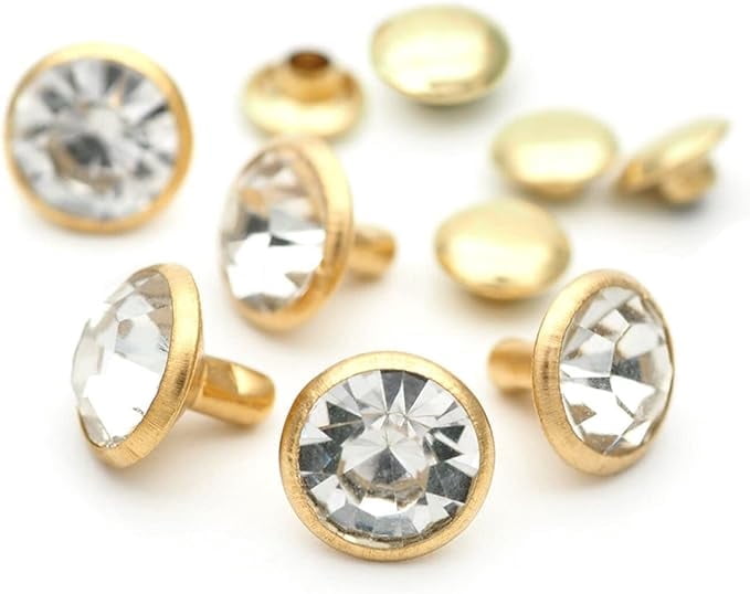 50 Sets White Clear Rhinestone Rivets Crystal Rivets Rapid Rhinestone ...