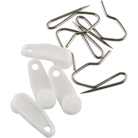 50 Sets White Plastic Traverse Rod Slides Rail Glider and Metal Curtain Hooks Window Curtain Accessories