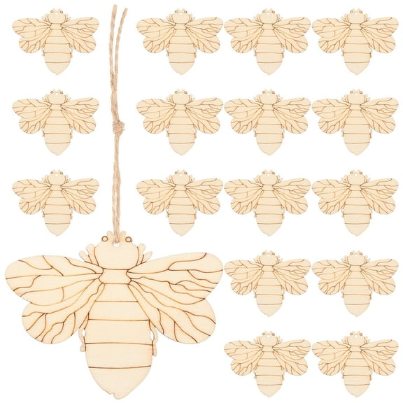 50 Sets of Unfinished Wood Cutouts Bee Shape Wood Craft Embellishment for DIY