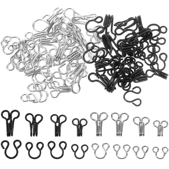 50 Sewing Hooks and Eyes Closure for Clothing (Silver/Black)