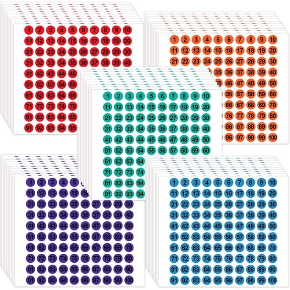 50 Sheets 1 to 100 Vinyl Consecutive Number Stickers Small Round Labels Inventory/Storage Organizing Stickers for Indoor Outdoor, Storage Organizing, Toolbox, Locker (Multicolour)