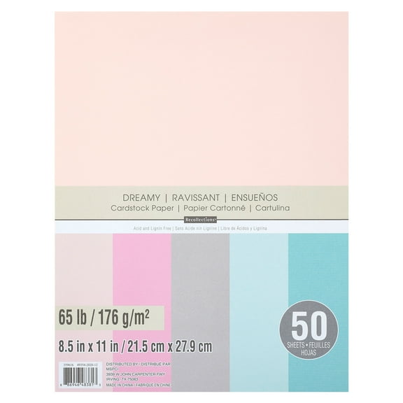 50 Sheets 8.5” x 11” Dreamy Cardstock Paper by Recollections - Acid and Lignin Free Paper for Scrapbooks - Arts & Crafts - 1 Pack