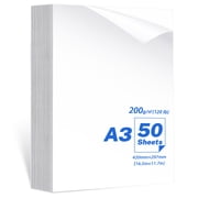 50 Sheets A3 Photo Paper Single Sided, 200 gsm White High Glossy Paper, Advanced Photographic Photo Printer Paper for Inkjet Printer Printing Picture Cover Brochures 29.7 x 42 cm