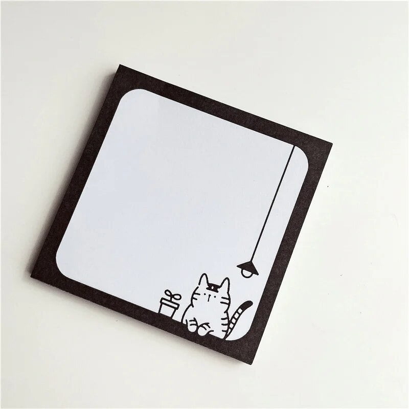 50 Sheets Cartoon Brief Strokes Cute Cat Memo Pad Simple Style Kawaii Message Paper Student To