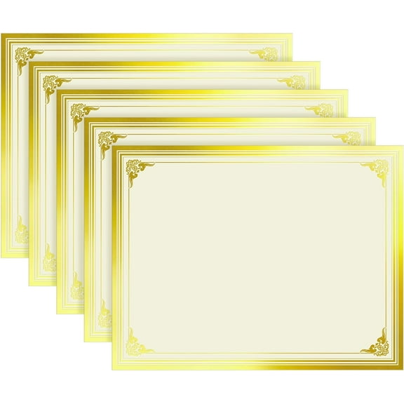 50 Sheets Certificate Papers - Blank Gold Foil Border, Letter Size 8.5x11 for Diploma, Certificates, Participation Awards, Document Cardstock Paper and Inkjet Printer Friendly