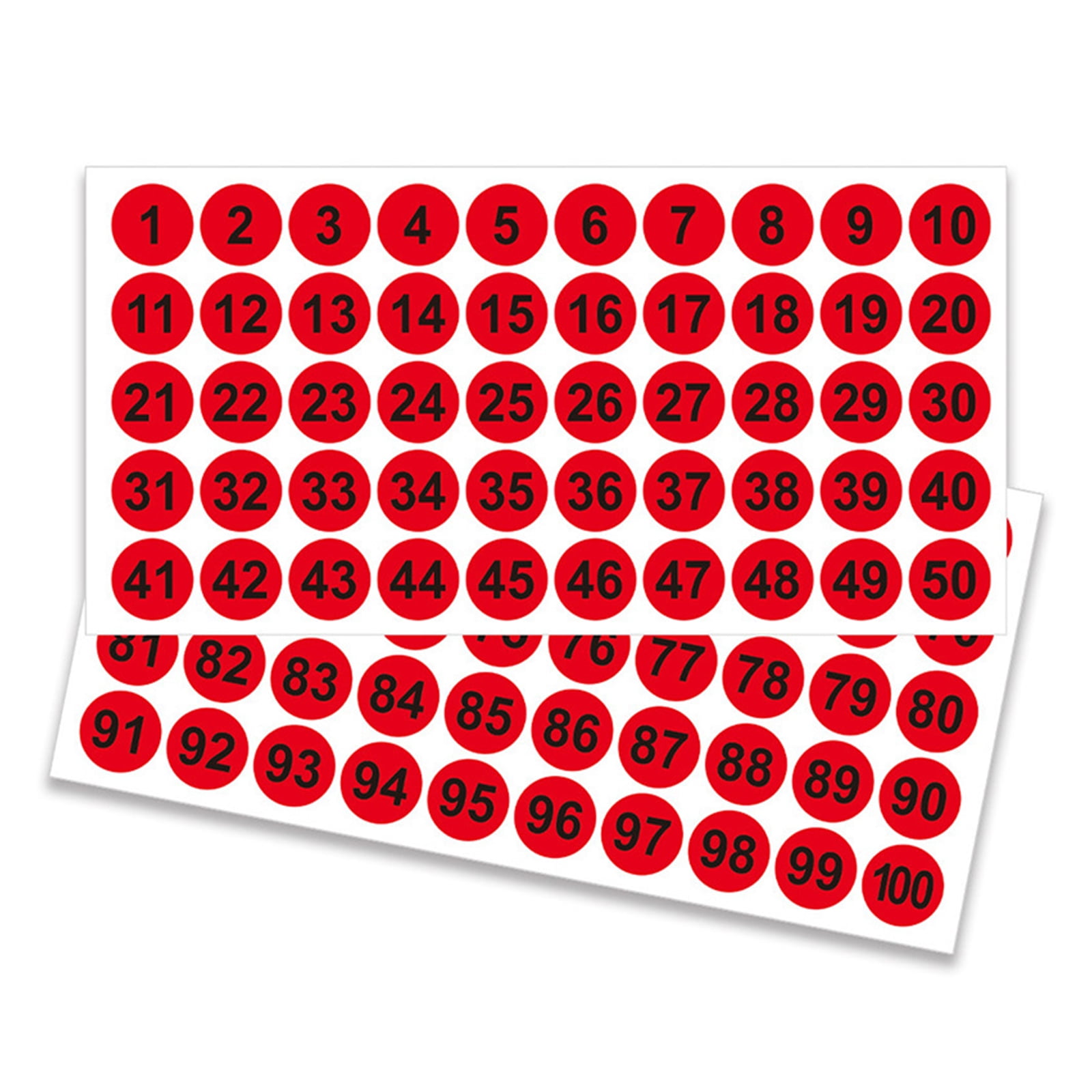 50 Sheets Colorful Round Number Sticker 1-100 Number Stickers Self-Adhesive Numbered Stickers for School Office Lockers