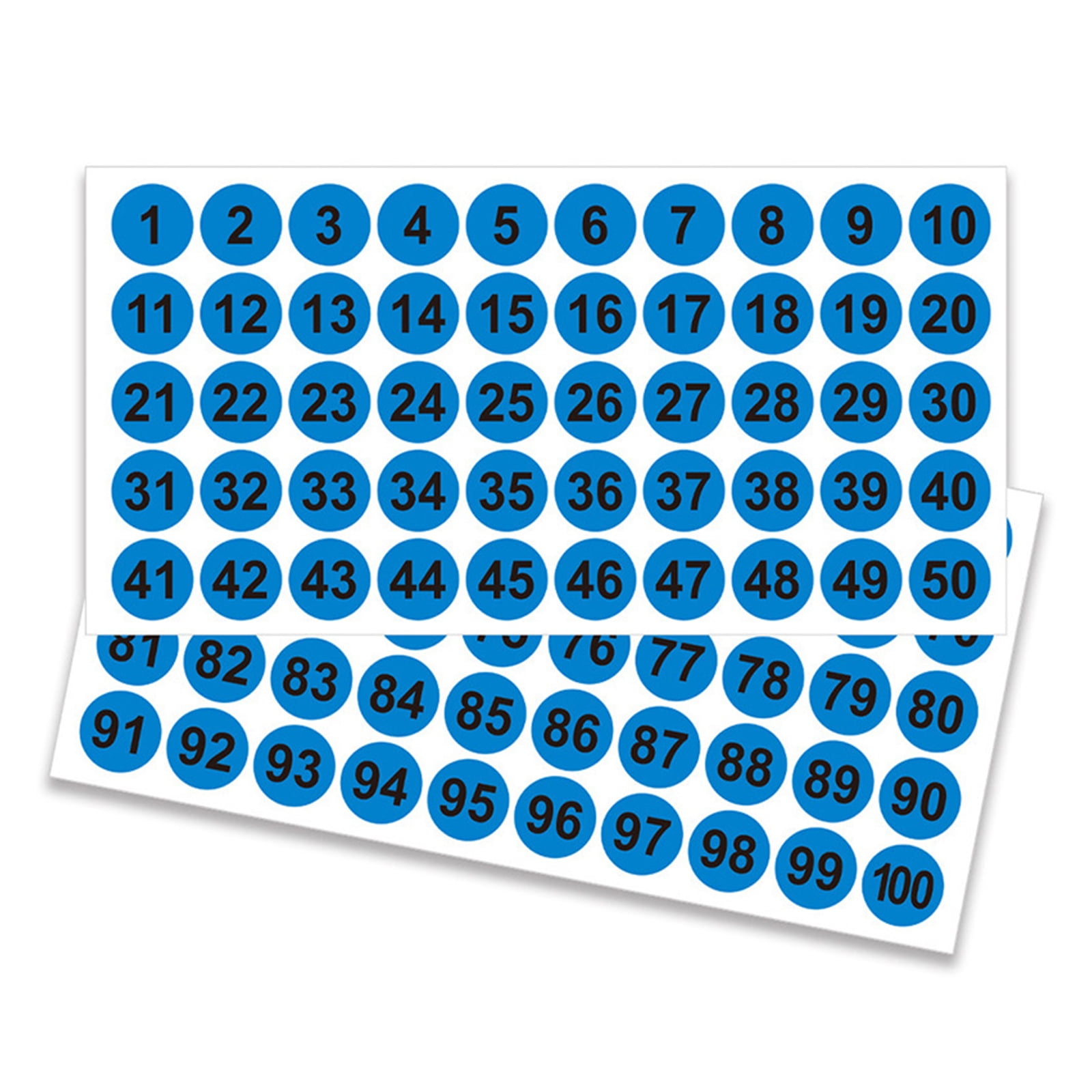 50 Sheets Colorful Round Number Sticker 1-100 Number Stickers Self-Adhesive Numbered Stickers for School Office Lockers