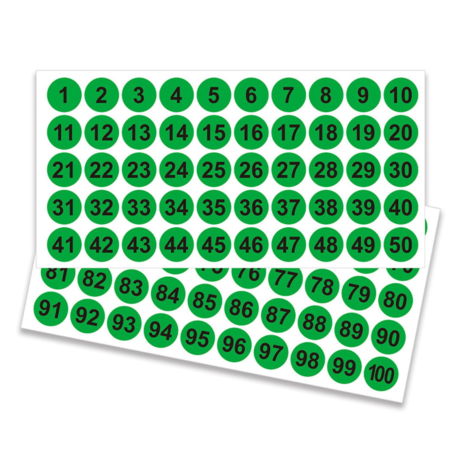 50 Sheets Colorful Round Number Sticker 1-100 Number Stickers Self-Adhesive Numbered Stickers for School Office Lockers