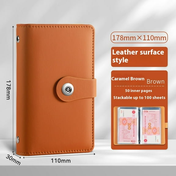 50 Sheets Currency Sleeves,Page Dollar Bill Holders for Collectors, PVC and Acid Free, Banknote Protector fits Currency Collection Book Album(Brown)