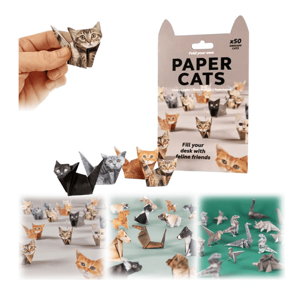 50 Sheets DIY Paper Cats Kit, Cute Kitten Origami Papercraft Kit, Origami Paper to Fold Cute Cat Figures, Fun Craft Activity for Unisex, Desk Decoration & Gift for Cat Lovers (Cats)
