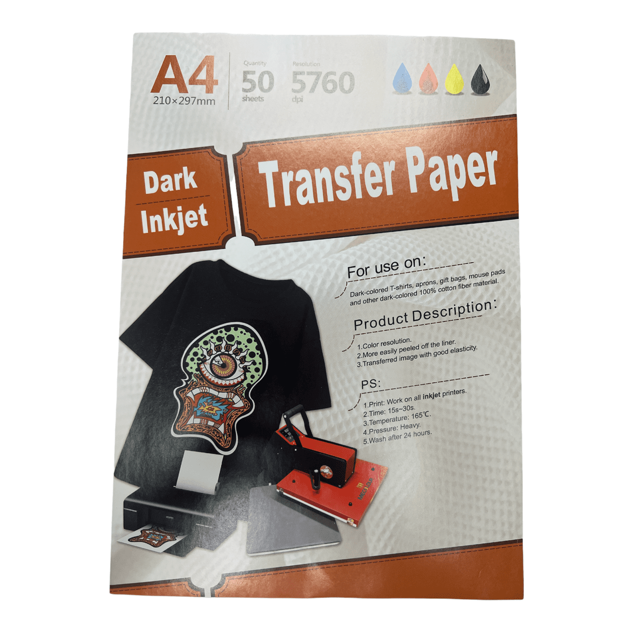 50 Sheets Dark Fabric Inkjet Heat Transfer Paper A4 x