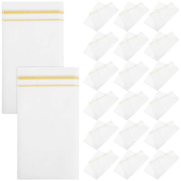 50 Sheets Disposable Hand Towels: Gold Trim Disposable Dinner Napkins - Foldable and Dust-Free Paper Tissues for Parties Weddings and Everyday Use