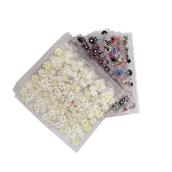 50 Sheets Floral Nail Art Stickers Mix Color DIY Manicure Decals 3D Nail Decoration Set