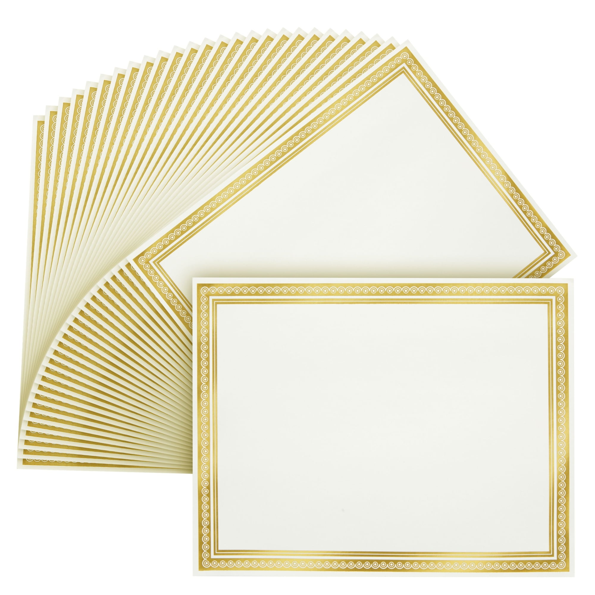 50 Sheets Gold Foil Certificate Paper for Printing, Customizable Blank
