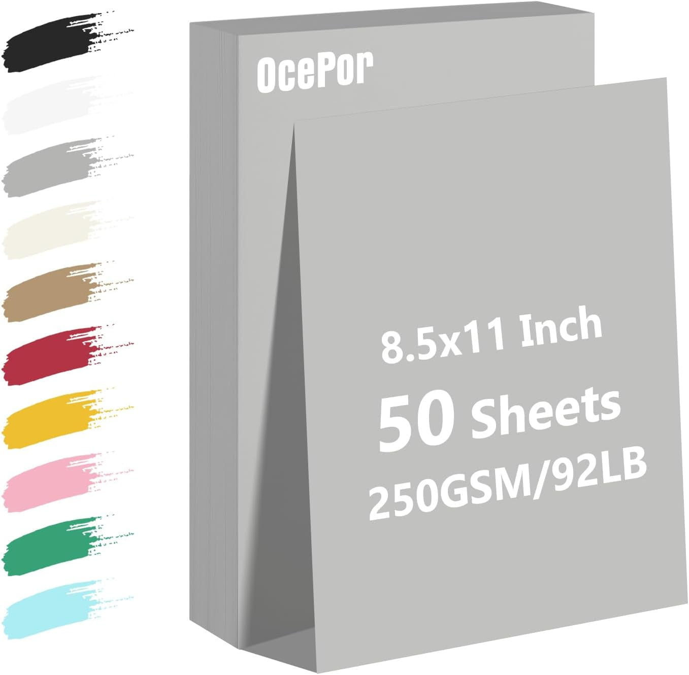 50 Sheets Grey Cardstock Paper, Colored Printer Paper 8.5 x 11, Card ...