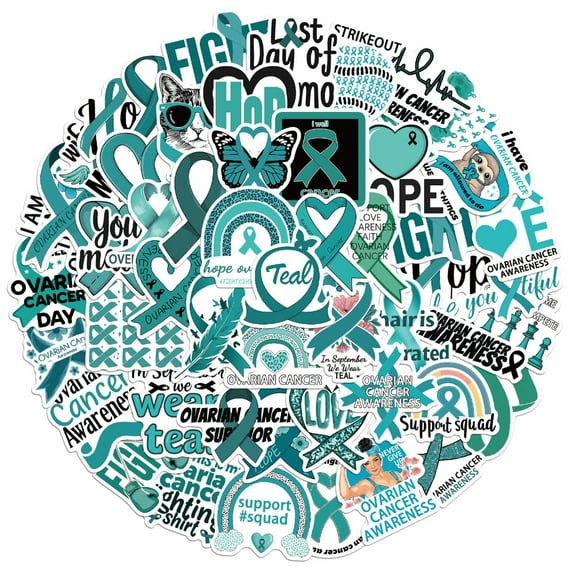 50 Sheets Decorative Sticker Ovarian Cancer Awareness Sticker Laptop Decal