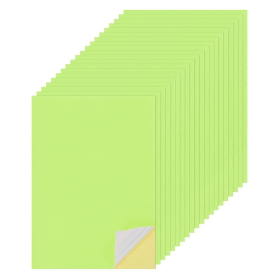 Uxcell 50 Sheets 7.87" x 11.81" Colored Sticker Paper Printable 250gsm Light Green