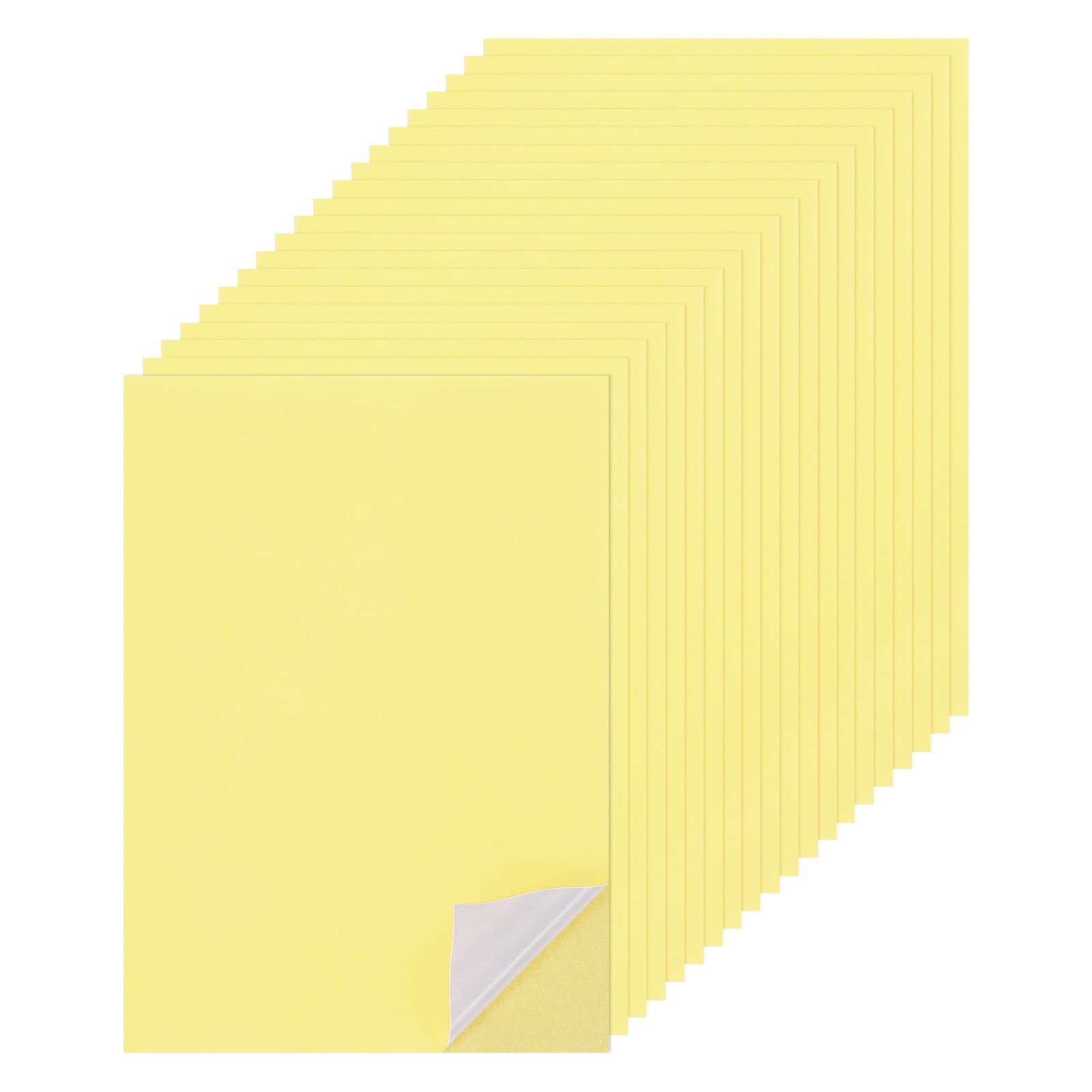 Uxcell 50 Sheets 7.87" x 11.81" Colored Sticker Paper Printable 250gsm Light Yellow