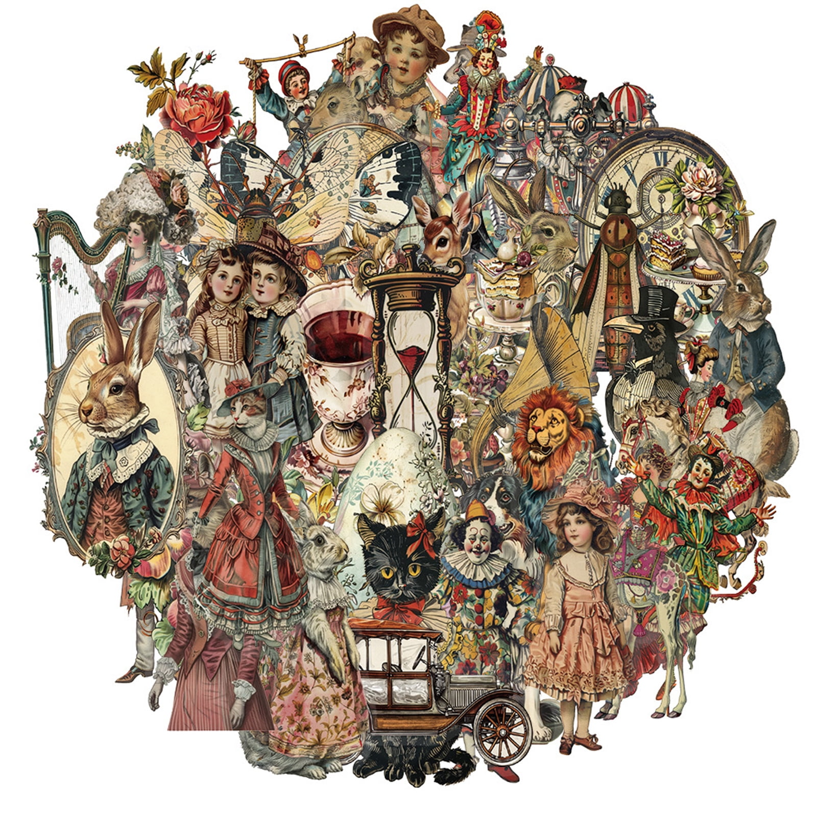 50 Sheets Retro Decorative Sticker Reward Sticker Victorian Eras ...