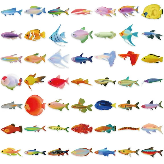 50 Sheets SeaAn1ma1Sticker Aesthetic Sticker Fish Decal Gift Sticker Fish Sticker Decorative Sticker Ocean Sticker