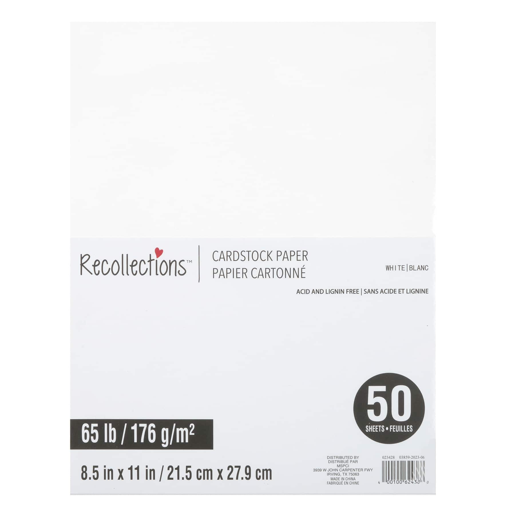 50 Sheets White 8.5" x 11" Cardstock Paper by Recollections Acid and